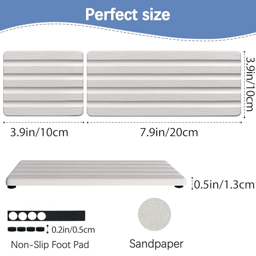 Set of 3 Diatomite Hand Soap Holder, Water Absorbing Stone Tray for Kitchen Countertop, Fast-Drying Bathroom Trays(1pcs 20 x 10cm + 2pcs 10 x 10cm White) - color: 1pcs 20 X 10cm + 2pcs 10 X 10cm White