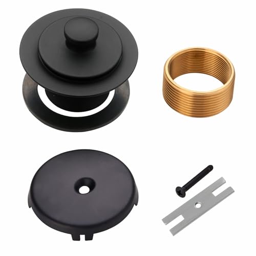 WELLUP Black Bathtub Drain Conversion Kit,Lift & Turn Tub Drain Overflow | Solid Brass & Stainless Tub drain,Fits 1-3/8 & 1-1/2 Bathtub Drain,Replacement Tub Drain kit,1 Hole Overflow Faceplate - color: Black, style: 1 Hole