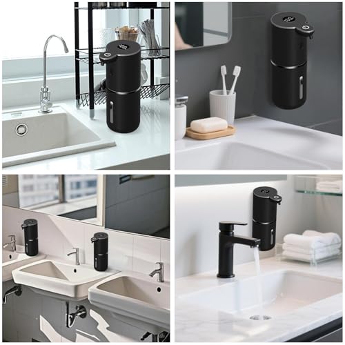 OHIFAST 2 Pack Automatic Liquid Soap Dispenser Touchless, USB Rechargeable Smart Hand Soap Dispenser, 6-Level Adjustable, 12.8oz/380mL, Compatible with Thick Thin Dish Soap for Bathroom Kitchen-Black - color: 2 Pack- Black, style: Liquid