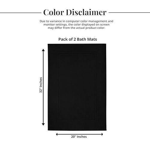 Tens Towels Pack of 2 Bath Mats 100% Cotton, 20 x 32 Inches, Super Absorbent, Hotel Quality Premium Floor Towels, Luxurious, Soft & Quick Dry, Not a Bathroom Rug, Black - color: Black