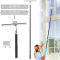 Max 62'' Metal Squeegee with Extension Pole for Window, Glass Door, Mirror,12'' Wide Telescopic Shower Squeegee Cleaner With Long Handle for Cleaning Tile Wall, Floor, Car, Bathroom,Screen, Windshield