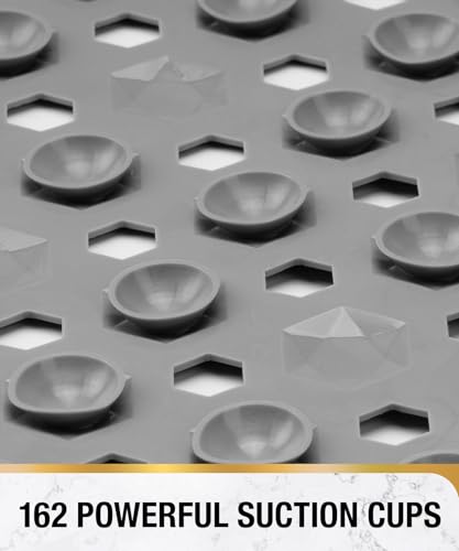 HITSLAM Shower Mat Anti Slip, Square Bath Mat for Tub Non Slip with Suction Cups and Drain Holes, 21x21 Inch Bathroom Shower Stall Floor Mat, Machine Washable, Soft on Feet, Grey - color: Grey, size: 21" x 21" (Square)