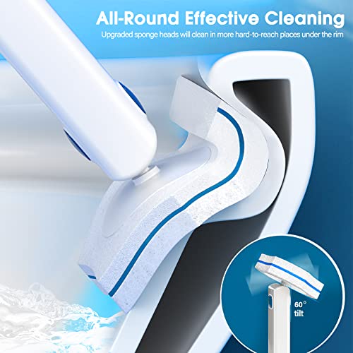 Disposable Toilet Brush with 48 PCS Refills, Disposables Toilets Cleaning System with Handle, Storage Caddy and 48Toilet Bowl Refill Heads for Bathroom Cleaning - style: Toilet Cleaning System