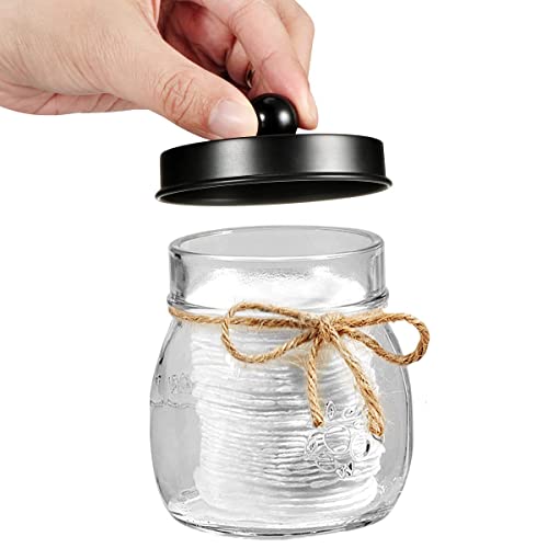 Amolliar Mason Jar Bathroom Accessories Set 4 Pcs -Lotion Soap Dispenser & 2 Cotton Swab Holders & Toothbrush Holder - Rustic Farmhouse Decor, Bathroom Home Decor, Perfect Decorating Idea (Black) - size: Black, style: Standard-mouth