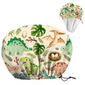 Dinosaurs Leaves Reusable Shower Cap Cute Double Layer Waterproof Shower Caps Large Elastic Hair Cover Adjustable Hair - Drying Caps for Woman Bath SPA Travel One Size Fits Most - color: Dinosaurs Leaves