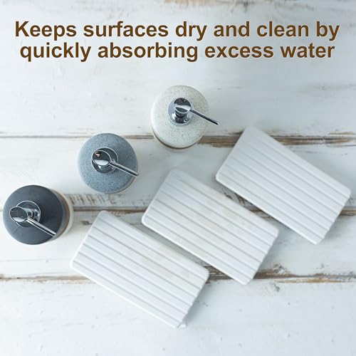 2-Pack Ceramic Soap Dispensers Set, Includes Stainless Steel Pump, Silicone Funnel and Diatomaceous Tray, Hand Soap, Dish Soap, Shampoo and Conditioner Dispenser for Bathroom & Washroom, White - color: White and White, size: 2xSoap Dispenser Set with Tray