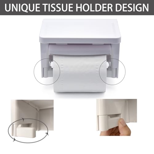 Toilet Paper Holder with Shelf- with Toilet Paper Cutting Function, Modern Toilet Paper Holder Wall Mounted for Bathroom Washroom (ABS White&White, Single2) - color: Abs White&white, size: Single