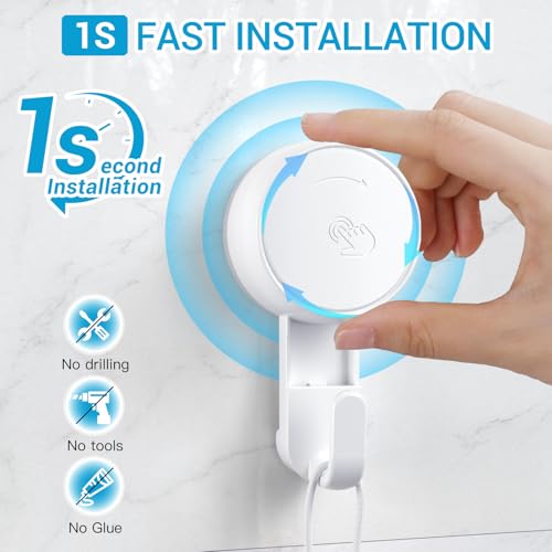 LUXEAR Heavy Duty Waterproof Shower Hooks 4 Pack - Suction Hook, No Drill Damage-Free Removable Reusable Wall Hooks for Bathroom Kitchen Towel Bathrobe Loofah Shower Hooks (Max Load 11LB/5KG) - size: 4 Pack Single