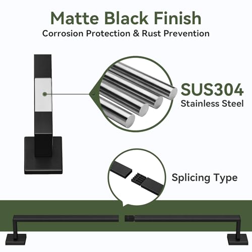 10-Pieces Matte Black Bathroom Accessories Set, 24 Inch Bathroom Hardware Set, SUS304 Stainless Steel Bath Towel Bar Set, Towel Racks for Bathroom Wall Mounted - size: 26 Inch (10 Pieces)