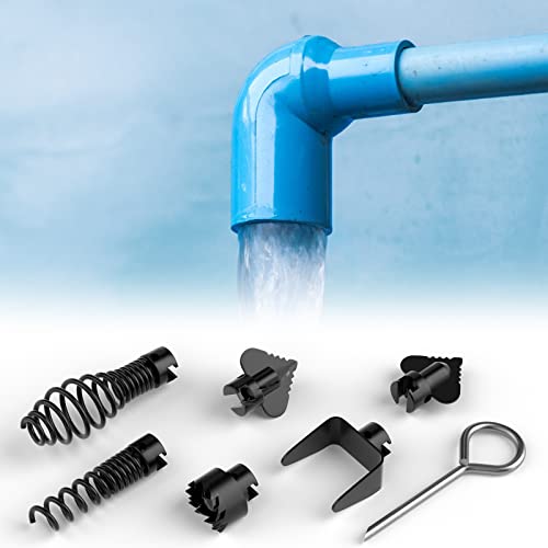 FEITON 7PCS Drain Cleaner Combination Cutter Head Set,16mm Manganese Steel Spring Automatic Locking Drain Dredging Cutter Head Accessories for Drain Cleaning Machines - color: Cutter Head 7PCS