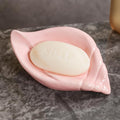 Sea-Shell Soap Holder, Ceramic Soap Tray with Self Draining, Soap Tray for Sink Washroom Bathroom Shower, Small Cute and Elegant Holder with Glaze, Easy Cleaning (Pink) - color: Pink