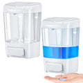 Hushee 2 Pcs Commercial Soap Dispenser Hand Wall Mounted Bathroom 27oz/800ml Manual Soap Dispenser Liquid Containers with Pump White Shower Plastic Wash Wall Containers Shampoo Gel for Kitchen Hotel - color: White, size: 27 oz 800 ml