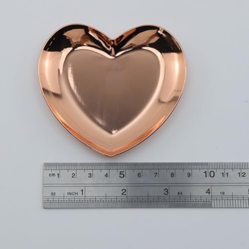 Dnyta 2Pcs Stainless Steel Decorative Tray, Decor Jewelry Dish, Bathroom Decor Makeup Serving Trays for Dresser, Cosmetics Home Decor for Keys Watch Wallet Trinket- Small (Heart shape, Rose Gold) - style: Heart-shaped rose gold style (2pcs)