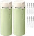 HISKI 4-in-1 Travel Bottles for Toiletries – Portable Shampoo, Conditioner, Lotion, Cream Containers with Labels & Measuring Scale – Leakproof Refillable Travel Bottles (2, Green) - color: Green