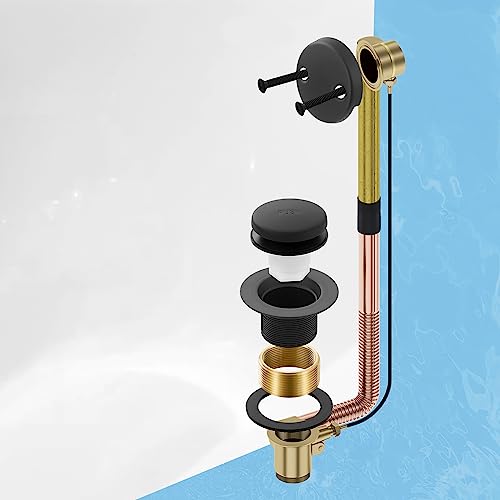 Matte Black Bathtub Drain Tip-Toe Tub Trim Set with Two-Hole Overflow Faceplate Bathroom Tub Drains Replacement Conversion Tub Drain Kit Assembly with Universal Fine & Coarse Thread - color: Matte Black
