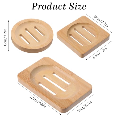3Pcs Shower Steamer Tray Bamboo Soap Holder,Wooden Soap Dishes, Natural Bamboo Soaps Dish for Bathroom Accessories