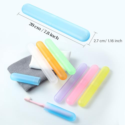 Boao 20 Pcs Travel Toothbrush Case Holder Portable Toothbrush Storage Container Classroom Pencil Case for Kids Assort Color Plastic Toothpaste Cover Protector for Back to School Use (Bright Color) - color: Bright Color
