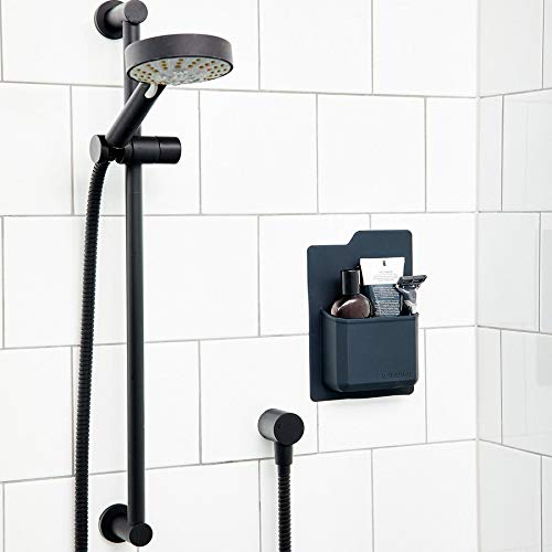 TOOLETRIES The James Organizer, Shower Storage Holder - Charcoal | Silicone shower storage with a reusable strong grip for toiletries and everyday bathroom essentials. - color: Charcoal