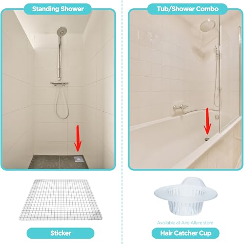 25 Pack Disposable Shower Drain Hair Catcher Mesh Stickers - Peel & Stick Drain Strainers to Prevent Clogs, Strong Waterproof Adhesive, Mess-Free Disposable Drain Covers for Shower, 6 inch, Square - size: 6" Square - 25