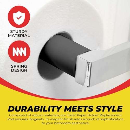 Qualihome Universal Plastic Spring Loaded Toilet Paper Roll Holder Replacement Rod (1, Black.) - color: Black.