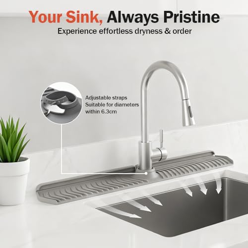 Kitchen Sink Faucet Mat, 30in Extra Long Foldable Silicone Faucet Guard & Splash Guard, 2026 Multi-Functional Draining Mat to Keep Countertops Dry, Protect Backsplash from Splash (Black) - color: Black