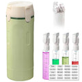 4 in 1 Travel Pump Dispenser Bottle, 30ML 4 Pack Leak-Proof Pump Containers with Measurement Scale & Label Stickers, Portable Bottles for Toiletries, Shower & Travel Use (Green)