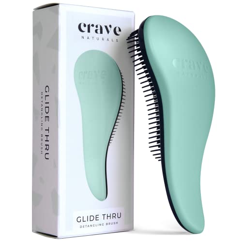 Crave Naturals Glide Thru Detangling Hairbrush that Glides Through Tangles For Wet, Dry and Damaged Hair - Gentle Detangler Styling Tool for Adults, Kids, Men and Women - 7.5 x 3 in, Turquoise - color: Hero Teal, size: 1 Pack (Regular)