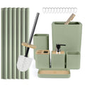 CERBIOR Bathroom Accessory Set with Shower Curtain, Includes Shower Curtain,Soap Dispenser, Toothbrush Holder, Toothbrush Cup, Soap Dish for Decorative Countertop and Housewarming Gift,Green,20PC - size: Bath Set+Shower Curtain, style: Green