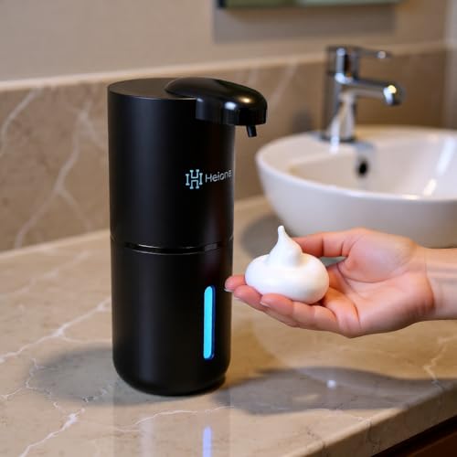 Automatic Foaming Soap Dispenser, Black | IPX5 Waterproof 12.8oz / 380mL Capacity 4 Adjustable Foam Levels USB-C Rechargeable Long-Lasting Battery - color: Black (Foamy)