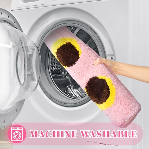 Toilet Rug,Soft Cat Design Toilet Mat,Non Slip and Absorbent Bath Rug,U Shaped Washable Contour Bath Rugs for Toilet Base(Pink, 24" x 20") - color: Pink, size: 24" x 20"