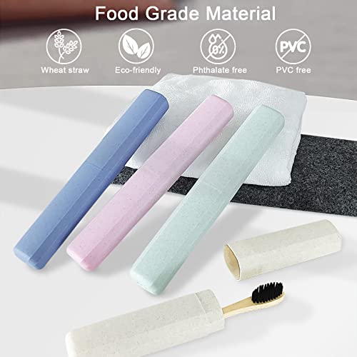 Mulbozy 4 Packs Portable Travel Toothbrush Case, Breathable Plastic Toothbrush Holder for Home, Travel, Business, Camping, School - color: Pink, Blue, Beige, Green