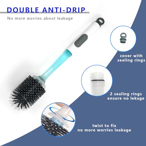 Silicone Toilet Brush and Holder Set, 1 Pack Bendable Toilet Scrubber for Curved Rim, Non-Scratch Drip-Resistant Brush with Sprayer, Space Saving Bathroom Essentials (1)