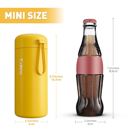 Exllena Small Water Bottle 10oz, Small Insulated Water Bottle for Hot&Cold Drinks, Water Bottle Purse with Carry Handle - 100% Leakproof Perfect for School, Travel...(Yellow) - color: Yellow, size: 10.1 Ounces