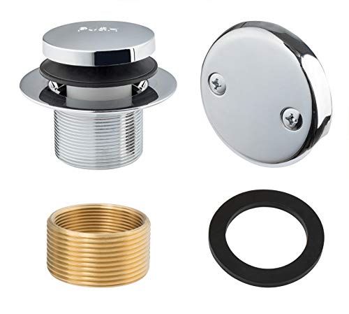 Artiwell Tip-Toe Bathtub Drains Trim Set with Two-Hole Overflow Faceplate, Replacement Bath Drain Trim Kit with 2-Hole Overflow Faceplate and Universal Fine/Coarse Thread (Chrome Plated) - color: Chrome Plated