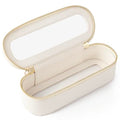 Aveniee Slim Clear Makeup Brush Bag, Small Cosmetic Brush Holder, Mini Toiletry Bag Travel Case for Women, Thin Make up Bags with Dual Zipper, Cute Travel Essentials Bag Organize - White - color: Off-White, style: Graceful Slim