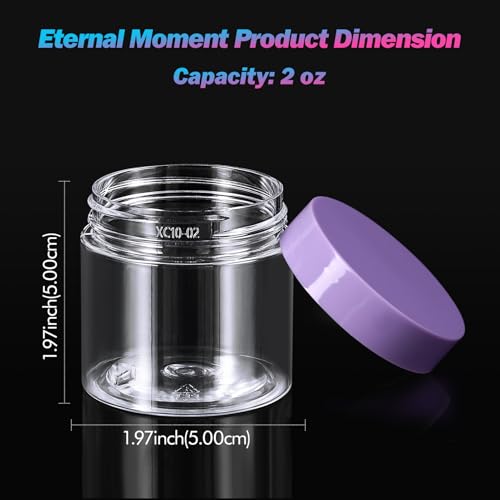 Eternal Moment 36 Pack 2 OZ Plastic Jars Round Clear Cosmetic Container Jars with Purple Lids, Perfect for Lotion, Slime，Cream, Ointments, Makeup, Eye Shadow, Samples, Pot, Travel Storage - color: Purple Lid, size: 2 Ounce
