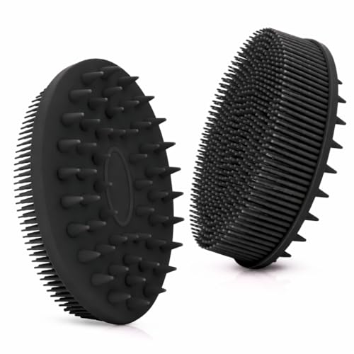 All-in-One Exfoliating Shower Brush – Gentle Silicone Loofah for Sensitive Skin with Dual-Purpose Scalp Massage for Spa-Quality Showers Daily (1pck) - Black - color: Black