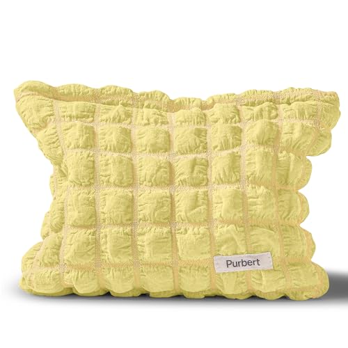 Bubble Cloud Makeup Bag - Large Capacity Travel Cosmetic Organizer | Puffy quilted design, smooth zipper, cute aesthetic makeup pouch, ideal for daily storage, travel, for women, girls - color: Yellow