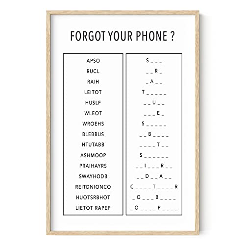 HAUS AND HUES Funny Bathroom Decor & Signs | Beige Framed Unscramble Wall Art, Black and White Guest Bathroom Humor Sign, Modern Powder Room Decor | 24"x36" - color: Unscramble, size: 24"L x 36"W, style: Beige Framed