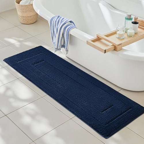 GRANNY SAYS Navy Bathroom Rugs, Bath Mats for Bathroom Non-Slip, Super Soft and Water Absorbent, Extra Large Bath Rugs Washable, Microfiber Bath Rugs for Floor, Tub and Shower, 59" x 20" - color: Deep Blue, size: 1'8" x 5' (20" x 60")