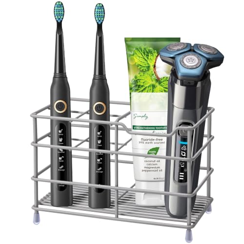 Urbanstrive 304 Stainless Steel Bathroom Toothbrush Holder Toothpaste Holder Stand Bathroom Accessories Organizer (Grey, Large) - color: Grey, size: Large