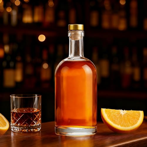 TBWIND 7 Pack 16oz/500ml Clear Glass Bottles with T-Top Cork Stoppers | hick heavy base airtight wine & liquor bottles. Ideal for beverages, whiskey, oil, vinegar, wedding favors & crafts - color: 16oz/ 500ml, size: Clear