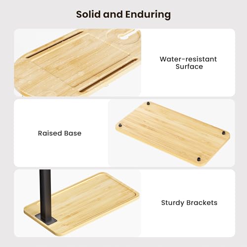Bathtub Tray Table, Freestanding Bath Side Table Tub Tray Caddy, 3 Layer Bamboo Bath Board Shelf, Bathtub & Bathroom Accessories, New Home Gift for Mom, Housewarming, Anniversary, Wedding - color: Natural