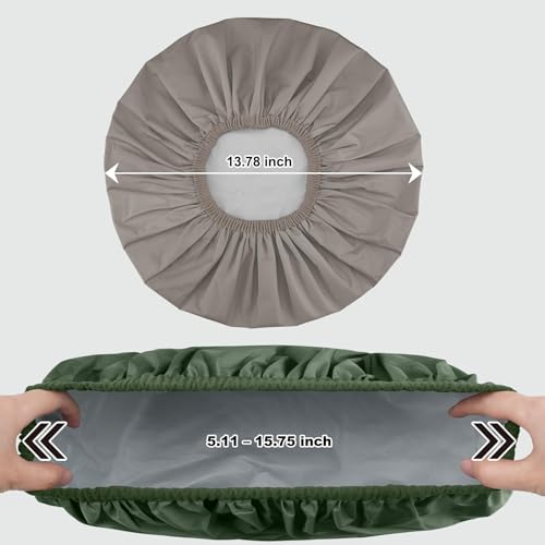 2 Pack Shower Caps for Women, Reusable Waterproof Shower Cap with Elastic Band, Thickened Waterproof Fabric Shower Bonnet for Braids, Long Hair - color: Olive Green/Light Gray