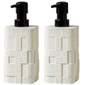 Soap Dispensers 13.5 OZ, 2 PCS Travertine Stone Look, White | Luxurious, Modern, Hand Dish Lotion Shampoo Soap Dispenser Jar with Pump Bottles for Kitchen Sink Bathroom Countertop - color: White