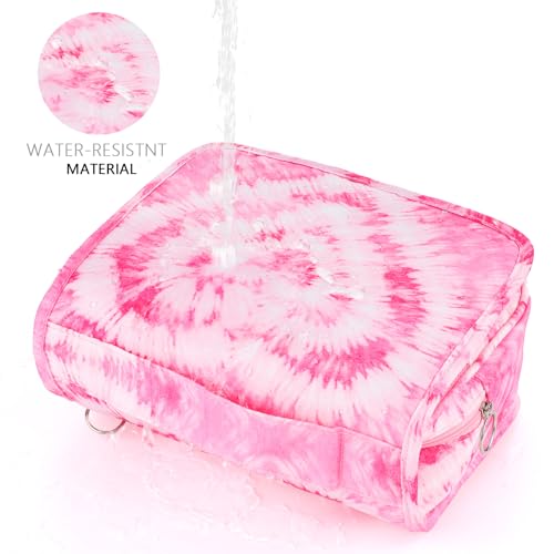 Kids Hanging Toiletry Bag for Girls, Travel Toiletry Bag for Teen Girls Cosmetic Makeup Waterproof Wash Bag Traveling Toiletries, Tie Dye Pink Heart - color: Tie-Dye Heart