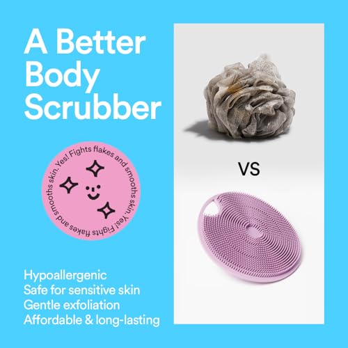 Boie USA Body Scrubber with Handle - Hygienic, Exfoliating Loofah Alternative - Feels Like Silicone Scrubber Gentle on Sensitive Skin, Hypoallergenic, BPA & Latex-Free, Made in the USA (Orange) - color: Orange