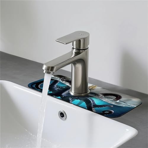 Faucet Fast Absorbent Pad - Deep Sea Octopus And Boat Drying Pad, Suitable For Kitchen, Bathroom, Island And Other Scenes - color: Deep sea octopus and boat