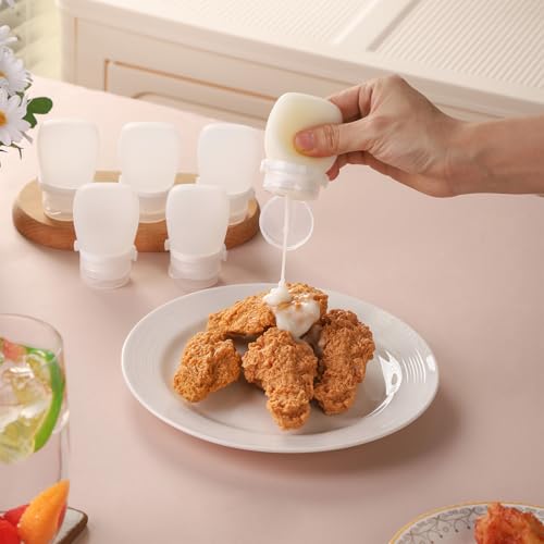 6 Pack Silicone Condiment Squeeze Bottles Small Salad Dressing Bottles to Go Travel Salad Dressing Containers for Lunch Box 30ml/1 oz Travel Sauce Bottle with Labels - size: 1 fl oz (30 ml)