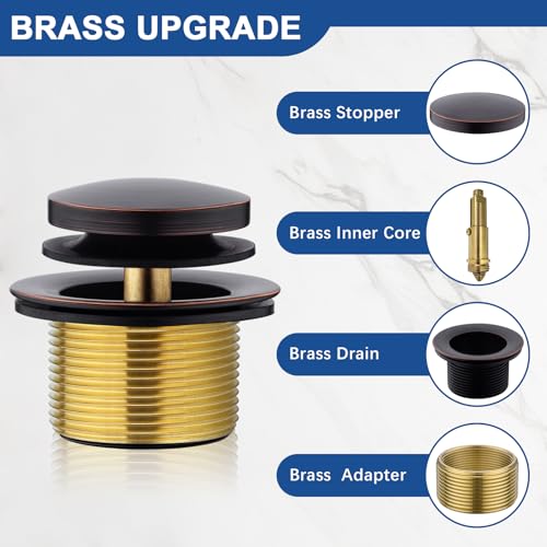 Brass Tip-Toe Tub Drain Kit, Oil Rubbed Bronze Tub Drain and Overflow Kit with 2-Hole - color: Oil Rubbed Bronze, style: 2-hole